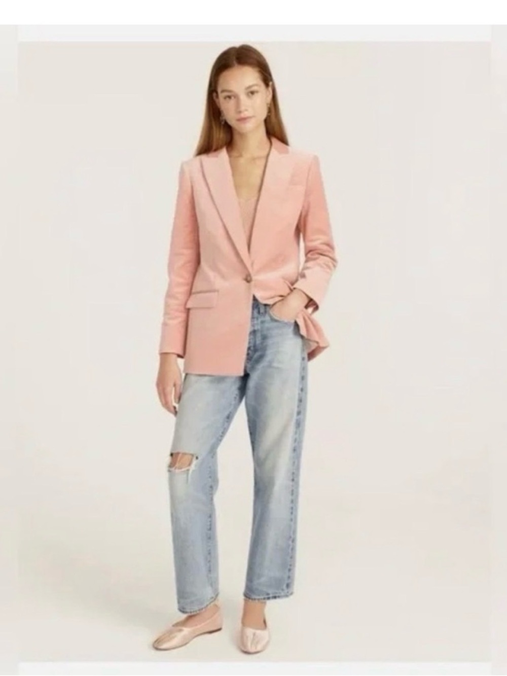 J. Crew Willa Dusty Rose Velvet Blazer